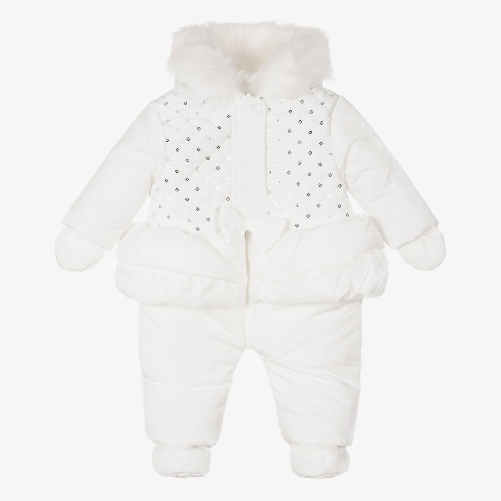 Mintini Baby Baby Girls White Snowsuit Childrensalon Outlet