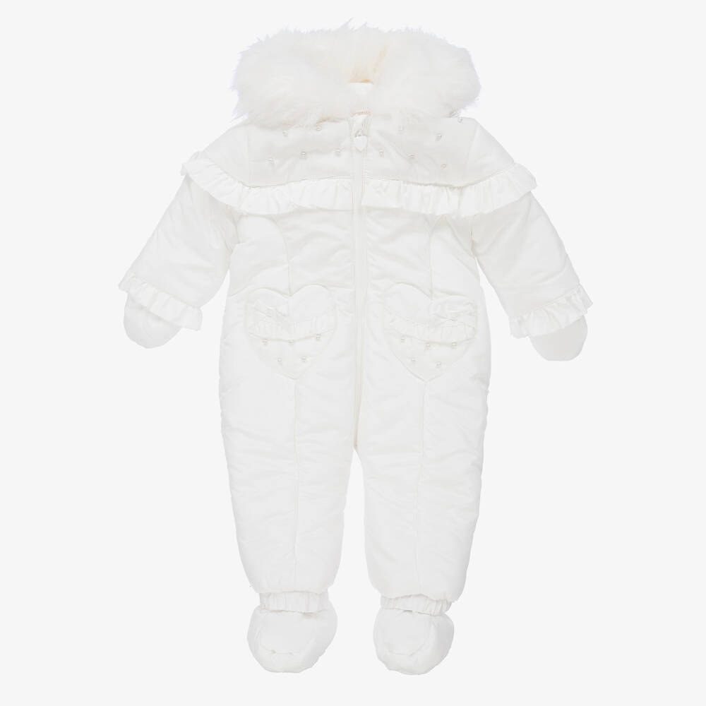 Mintini Baby - Baby Girls White Snowsuit | Childrensalon