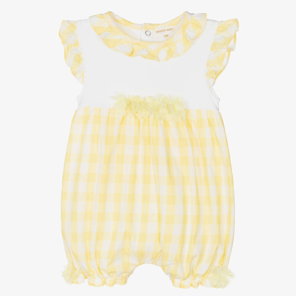 Mintini Baby-Baby Girls Yellow Cotton Shortie | Childrensalon Outlet
