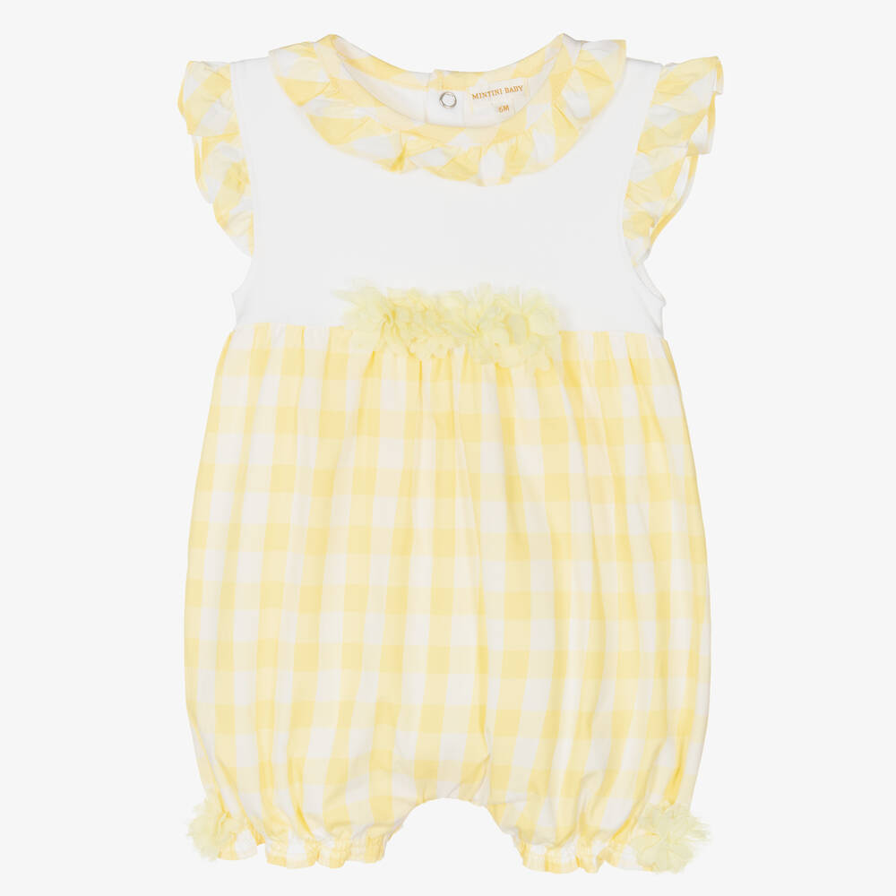 Mintini Baby - Baby Girls Yellow Cotton Shortie | Childrensalon