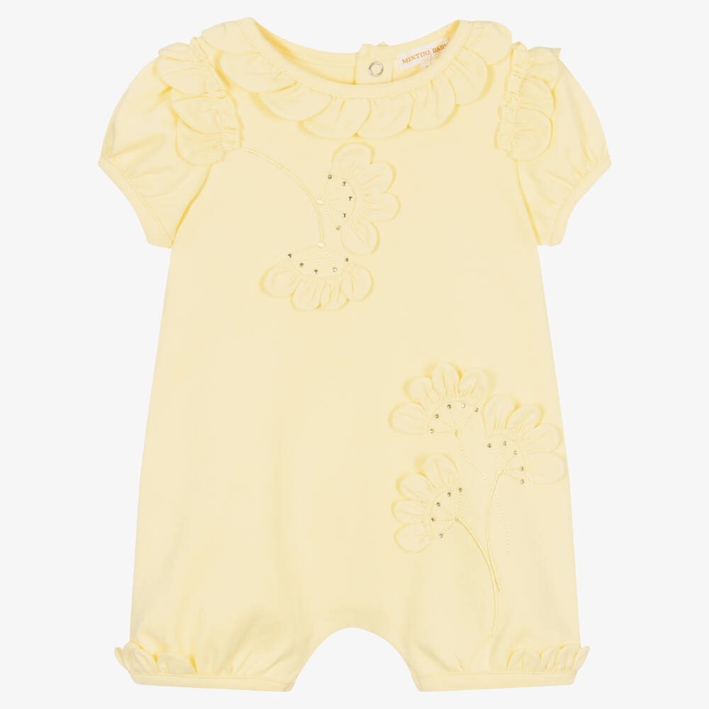 Mintini Baby - Baby Girls Yellow Cotton Shortie | Childrensalon