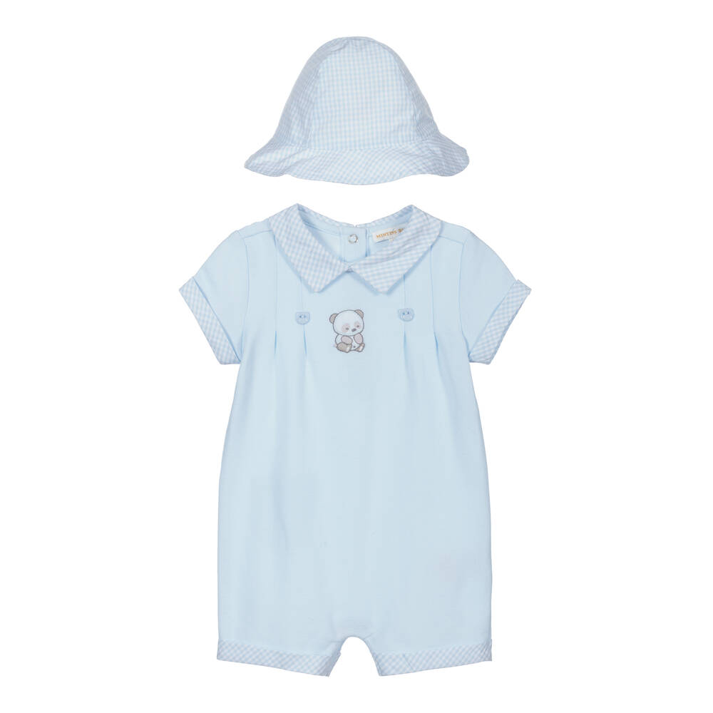 Mintini Baby - Blue Cotton Baby Shortie Set | Childrensalon