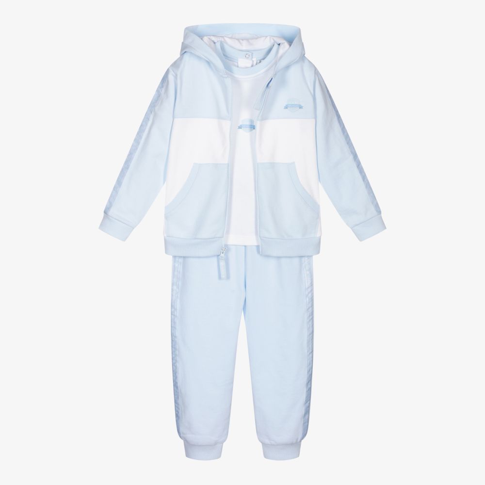 Mintini Baby - Blue & White Tracksuit Set | Childrensalon