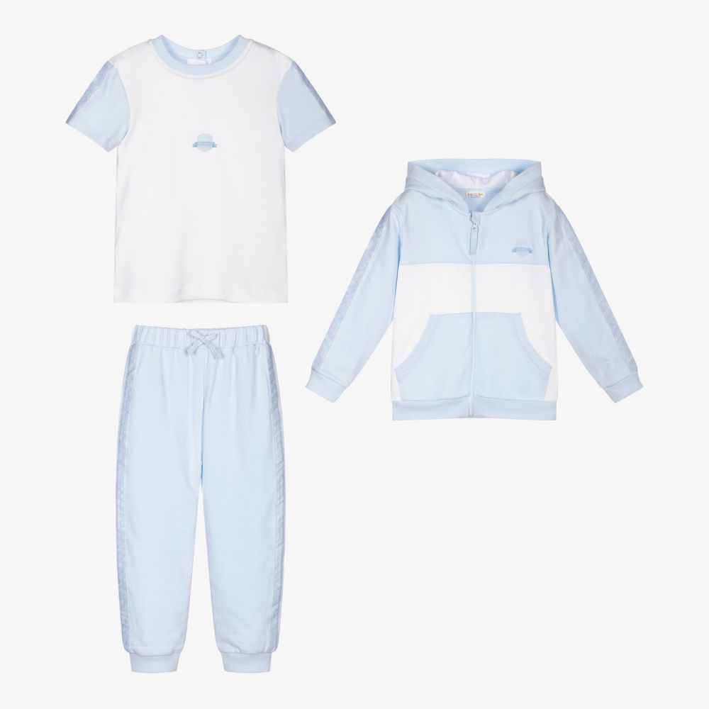 Mintini Baby-Blue & White Tracksuit Set | Childrensalon Outlet