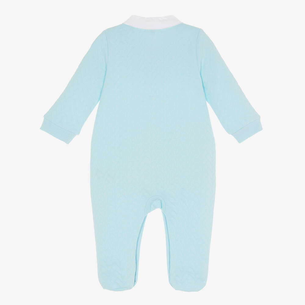 Mintini Baby-Boys Blue Cotton Babygrow | Childrensalon Outlet