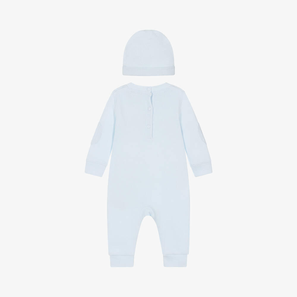 Mintini Baby-Boys Blue Cotton Knit Babysuit Set | Childrensalon Outlet