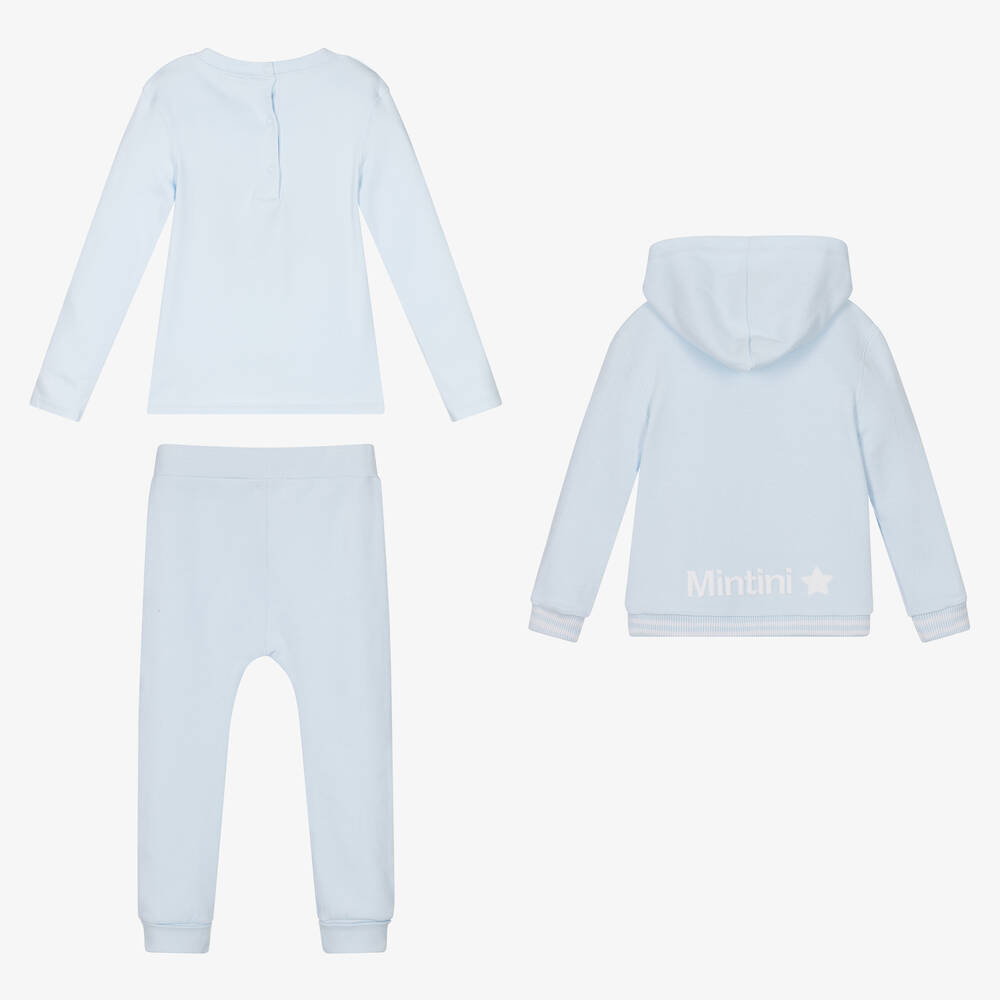 مينتيني بيبي-Boys Blue Cotton Tracksuit Set | Childrensalon Outlet