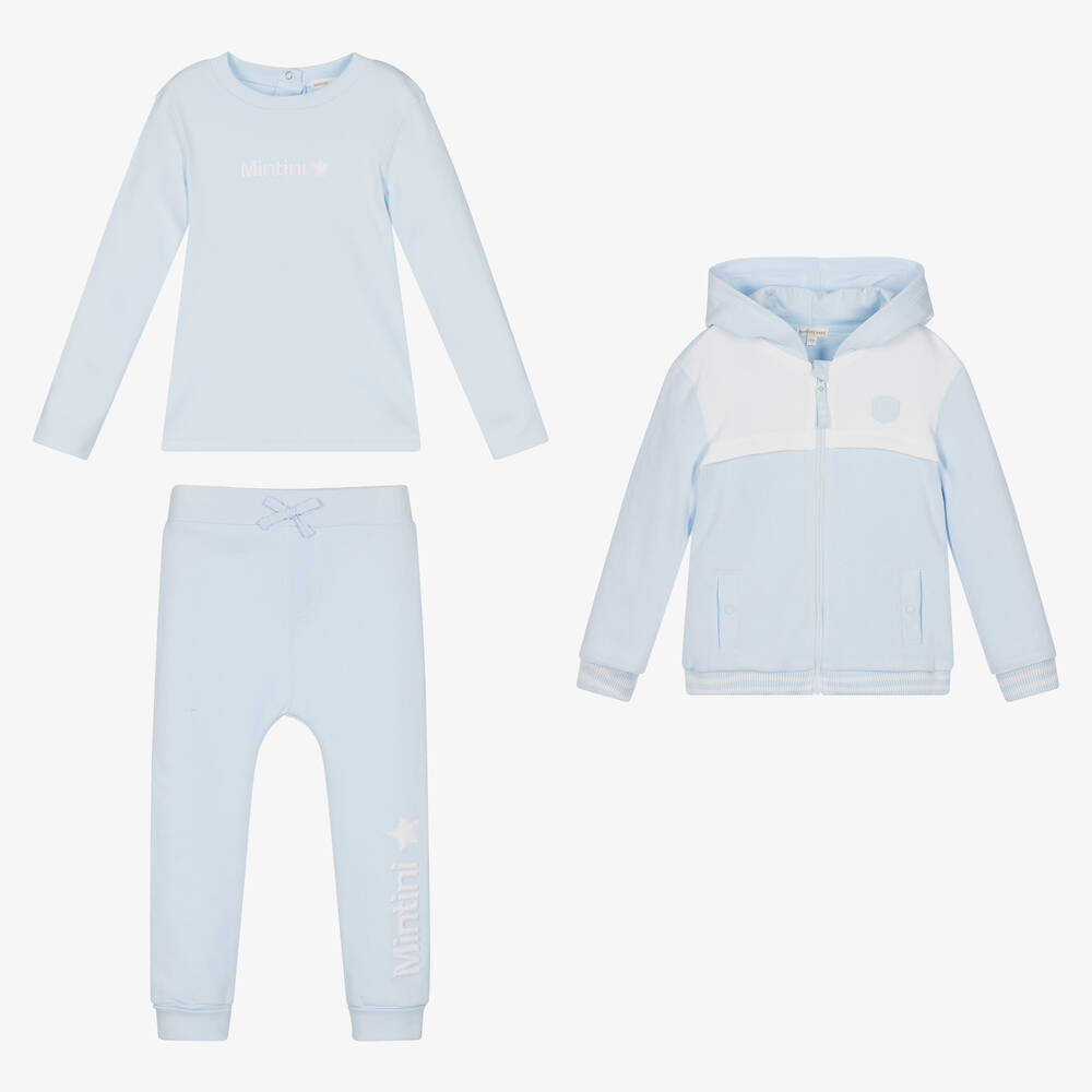 Mintini Baby Boys Blue Cotton Tracksuit Set Childrensalon Outlet