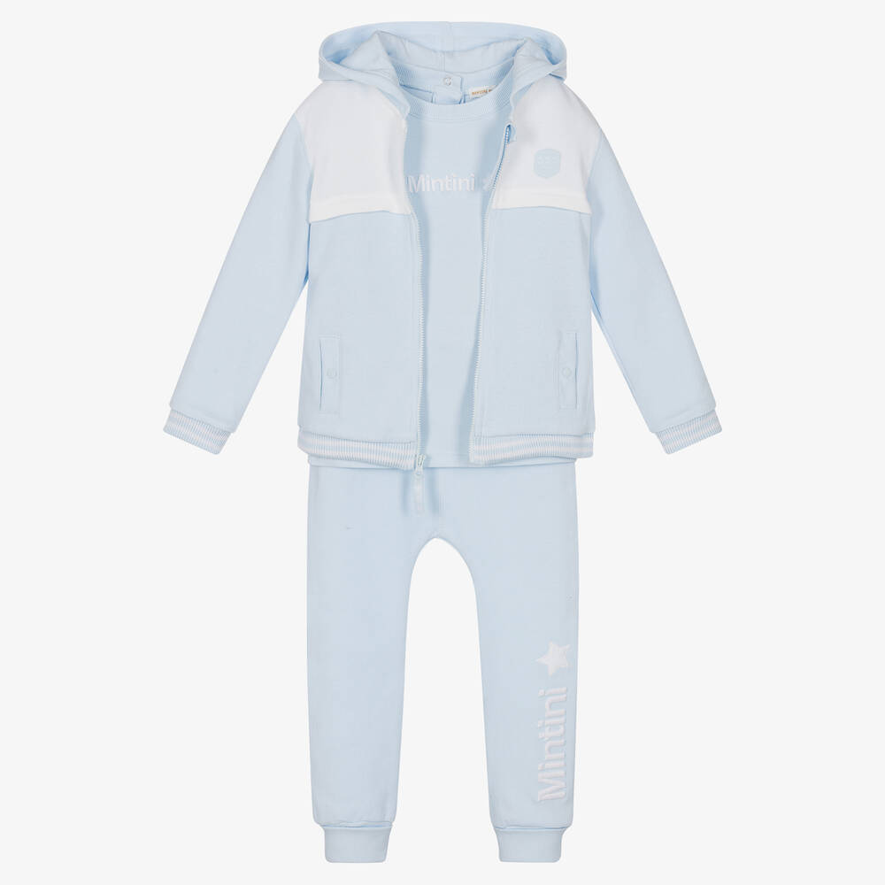 Mintini Baby - Boys Blue Cotton Tracksuit Set | Childrensalon