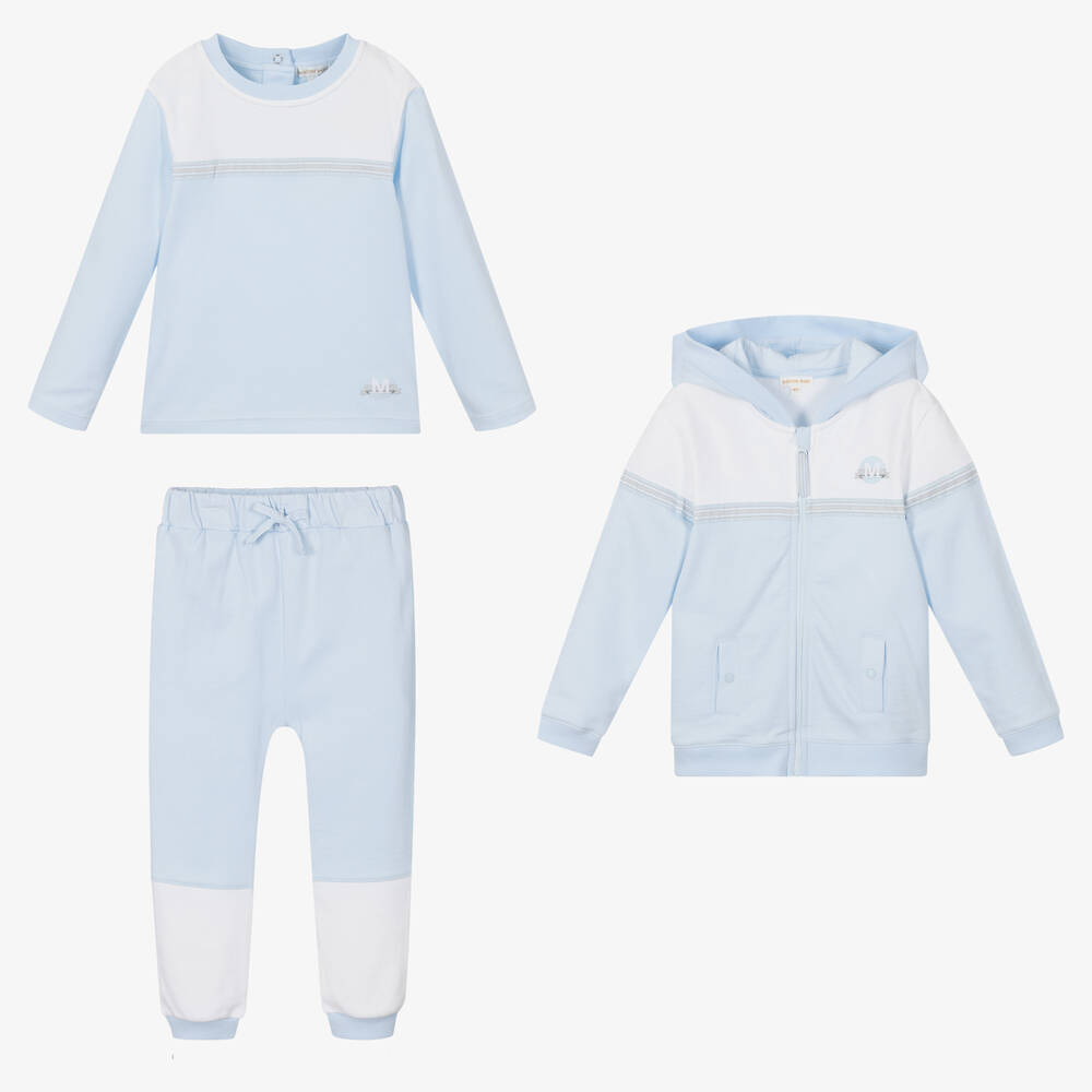 Mintini Baby-Boys Blue & White Tracksuit Set | Childrensalon Outlet