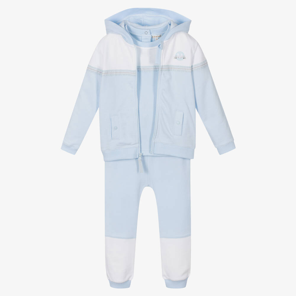 Mintini Baby - Boys Blue & White Tracksuit Set | Childrensalon