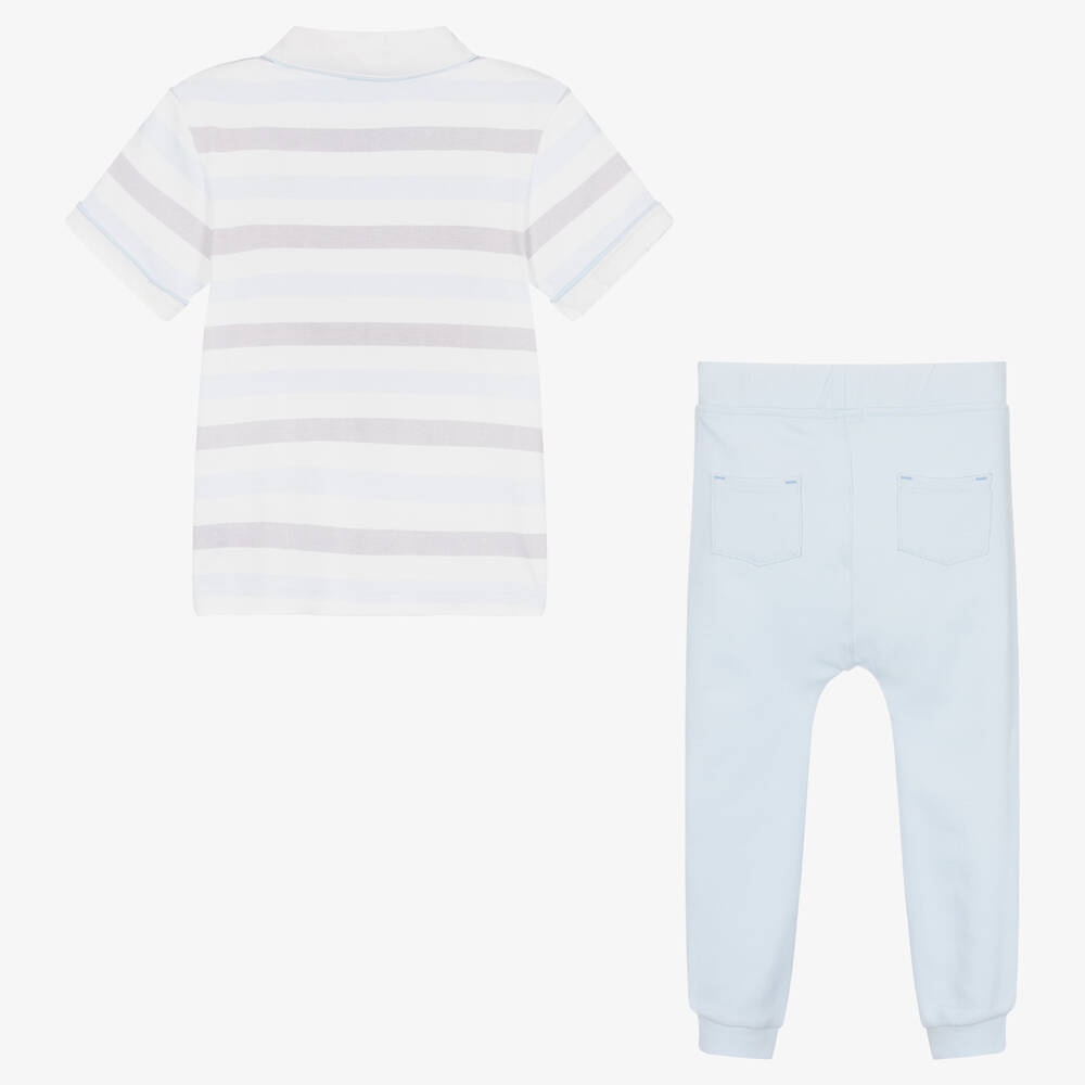 Mintini Baby-Boys Pale Blue Cotton Trouser Set | Childrensalon Outlet