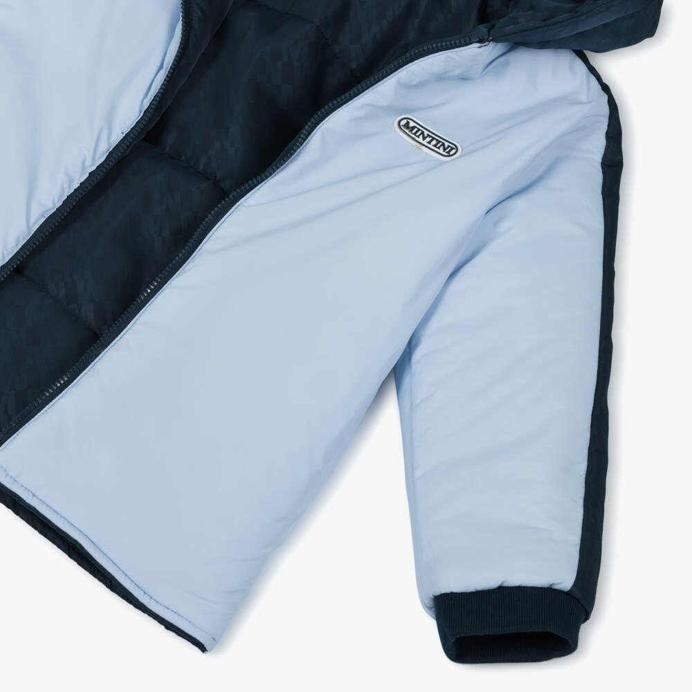 Mintini Baby-Boys Reversible Blue Hooded Jacket | Childrensalon Outlet