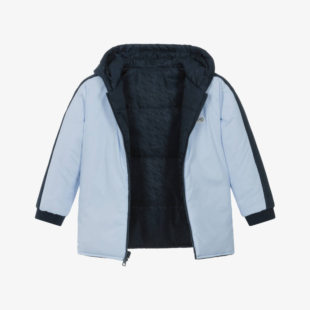 Mintini Baby-Boys Reversible Blue Hooded Jacket | Childrensalon Outlet