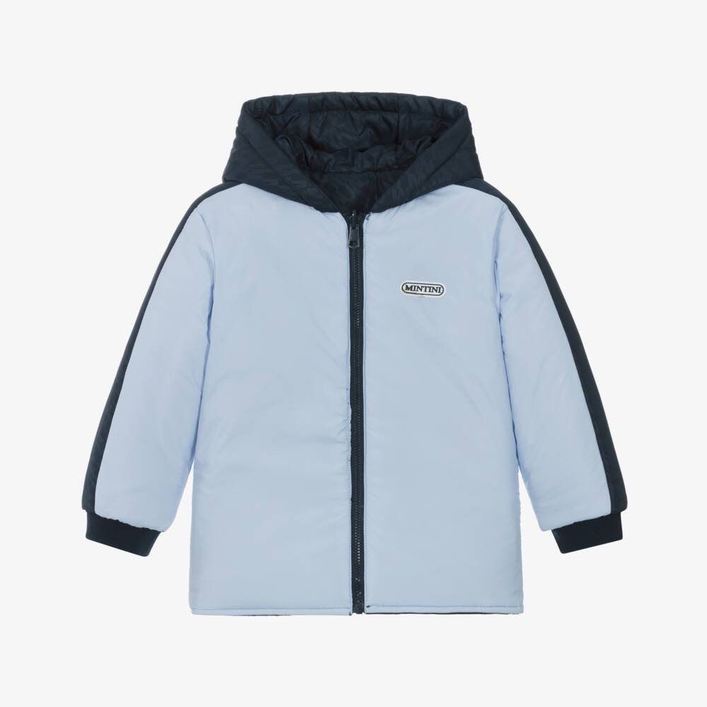 Mintini Baby-Boys Reversible Blue Hooded Jacket | Childrensalon Outlet