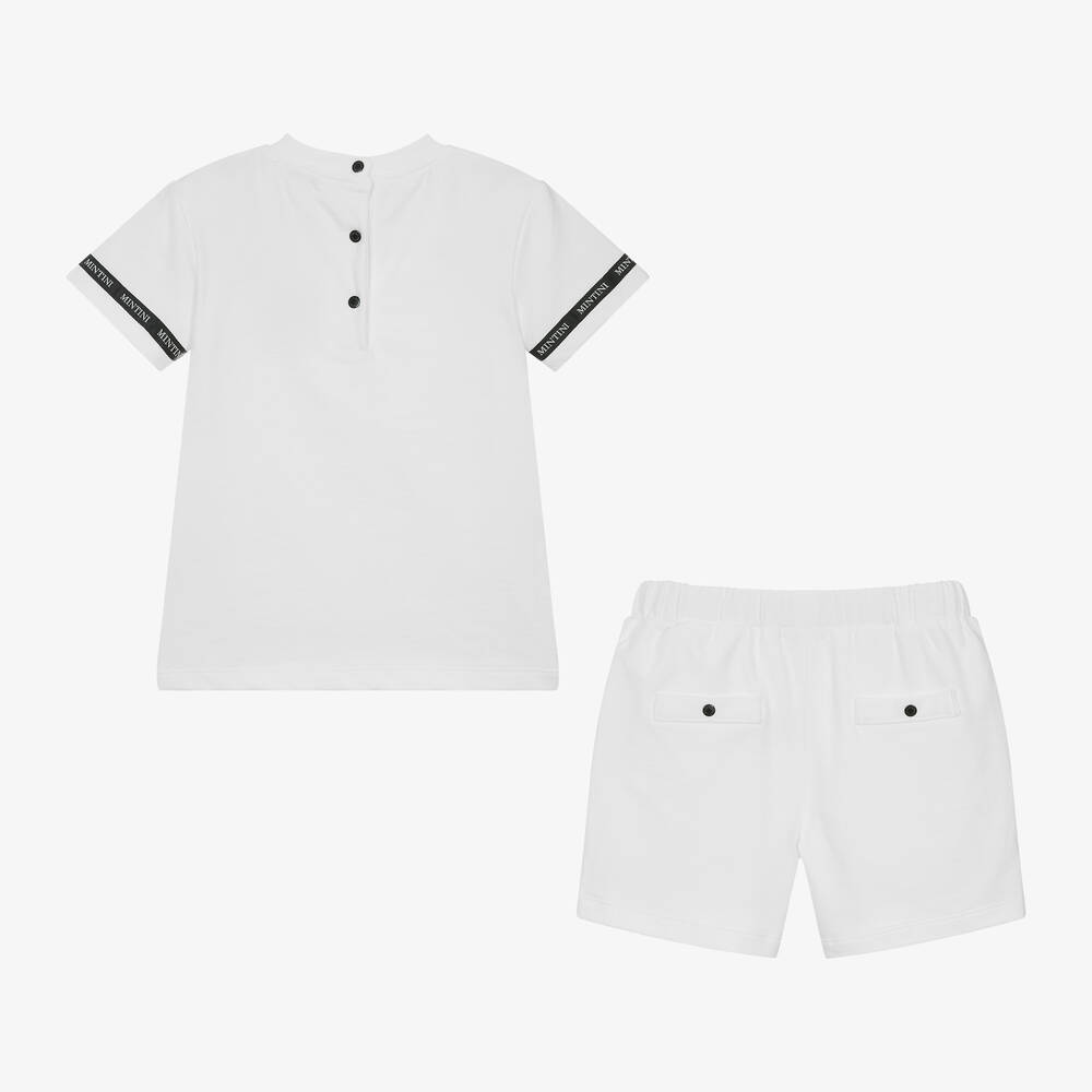 Mintini Baby-Boys White Cotton Shorts Set | Childrensalon Outlet