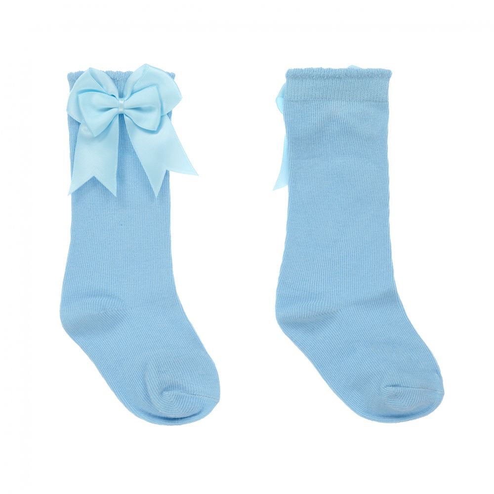 Mintini Baby - Girls Blue Cotton Socks | Childrensalon