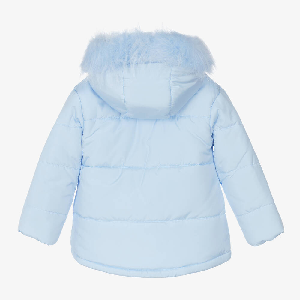 Mintini Baby Girls Blue Hooded Puffer Jacket