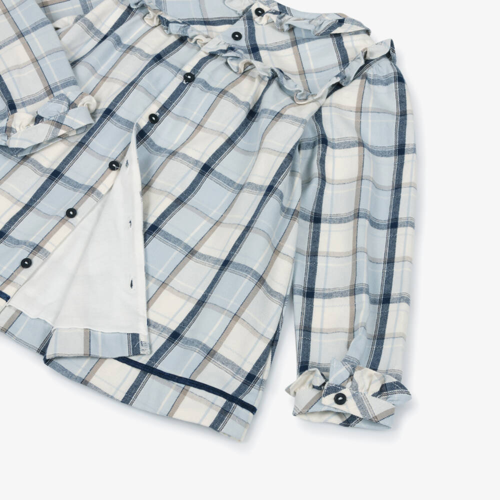 Mintini Baby-Girls Blue & Ivory Check Cotton Leggings Set | Childrensalon Outlet