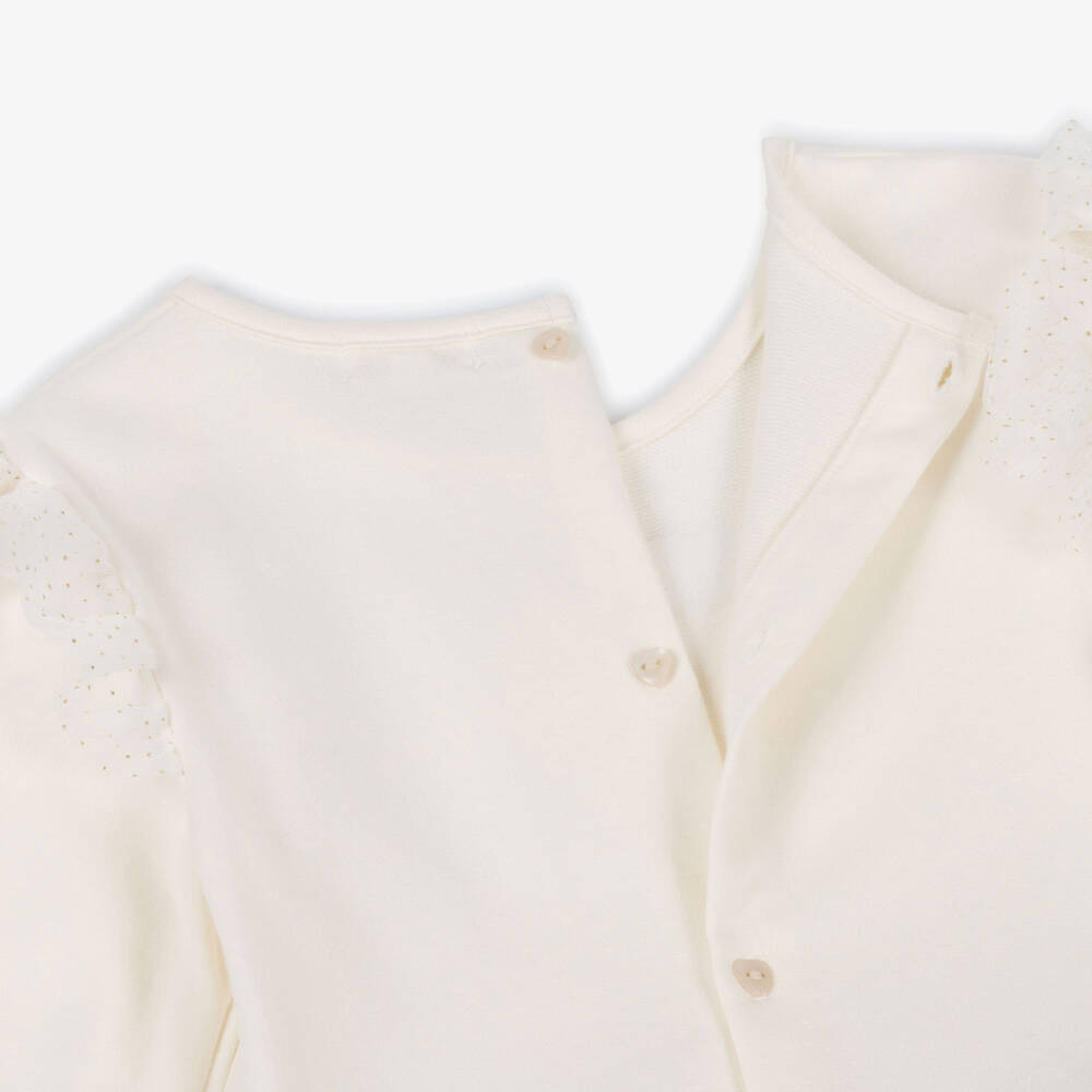 Mintini Baby-Girls Ivory Cotton Jersey Leggings Set with Appliqué Hearts | Childrensalon Outlet