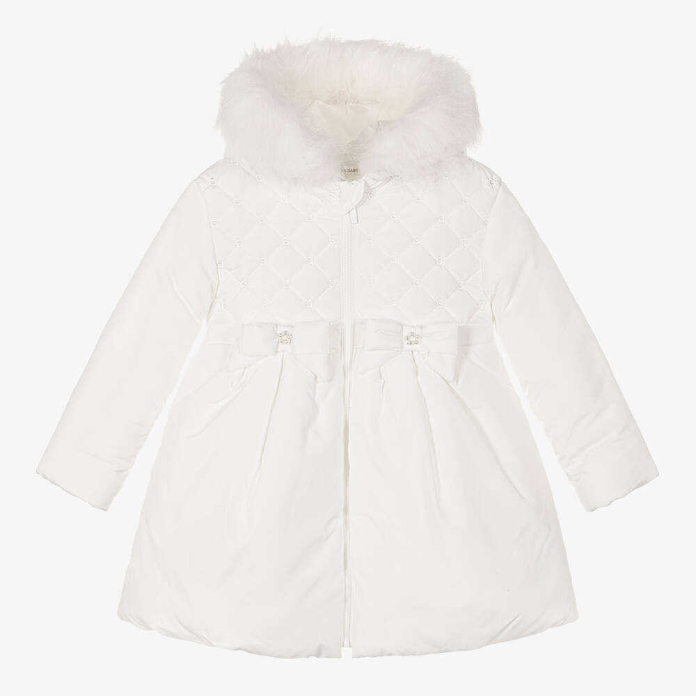 Mintini Baby - Girls Ivory Padded Coat | Childrensalon