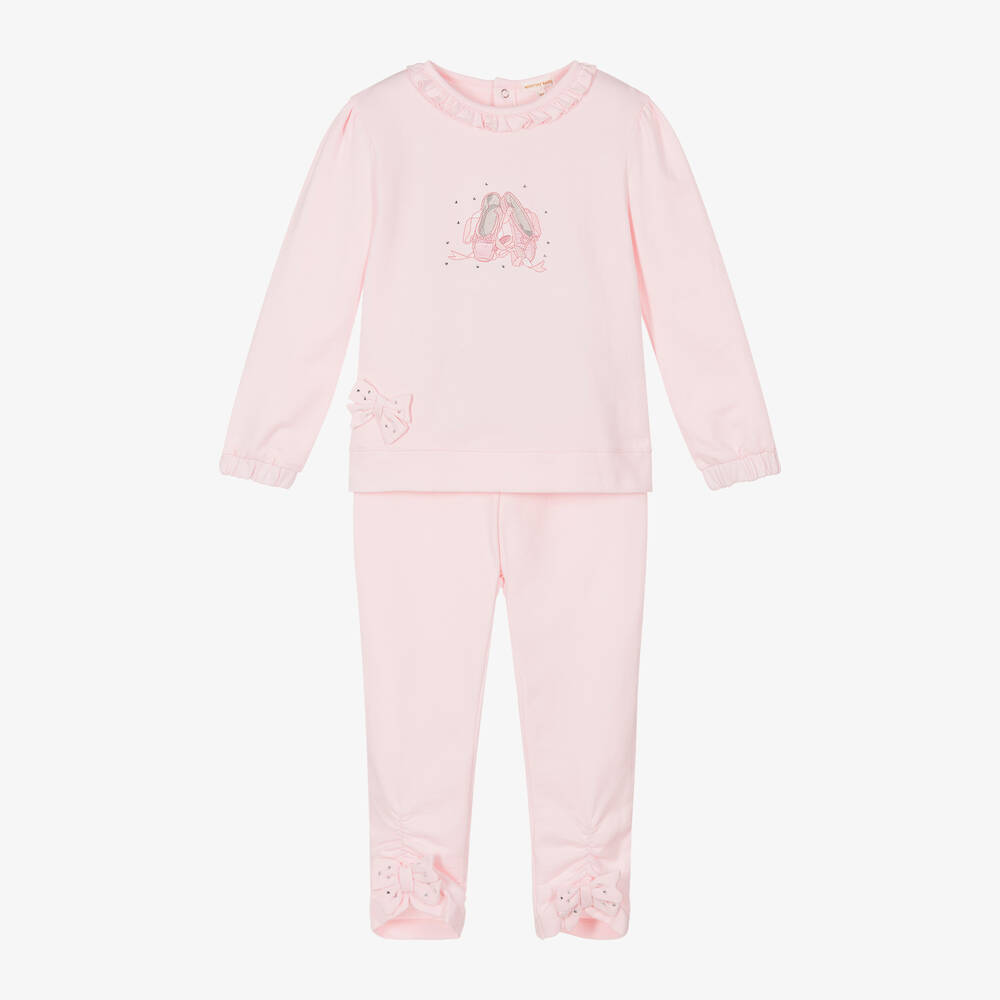 Mintini Baby-Girls Pink Ballet Shoes Cotton Tracksuit | Childrensalon Outlet