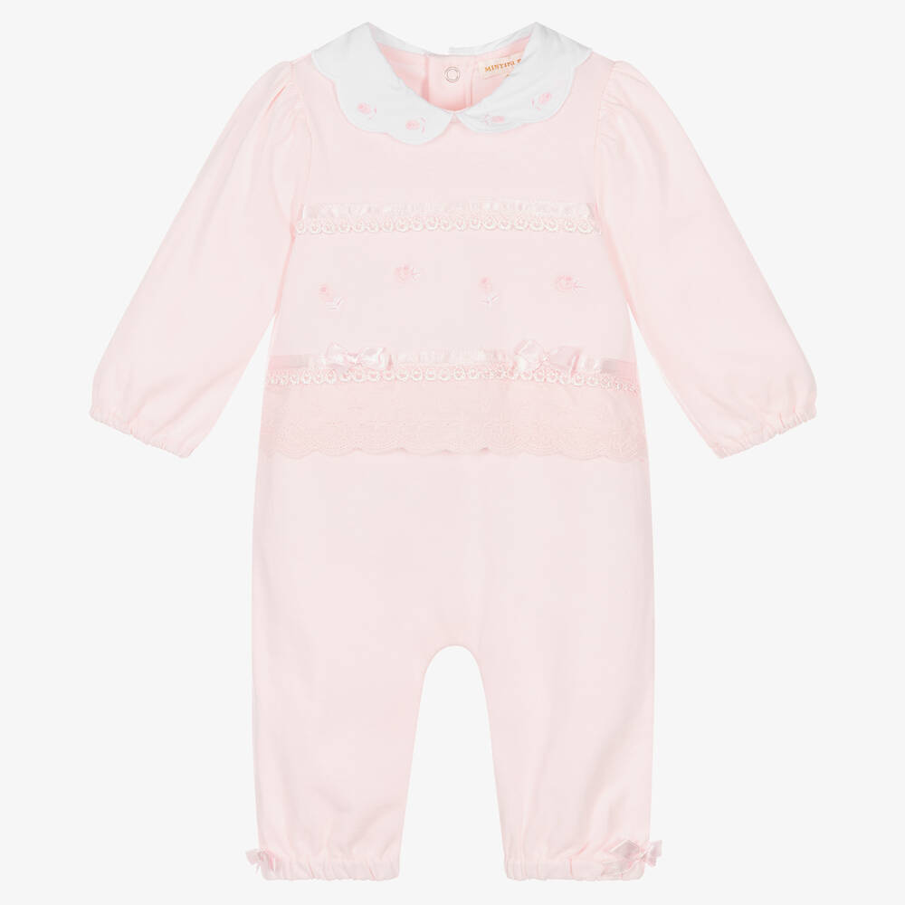 Mintini Baby-Girls Pink Cotton Babysuit | Childrensalon Outlet