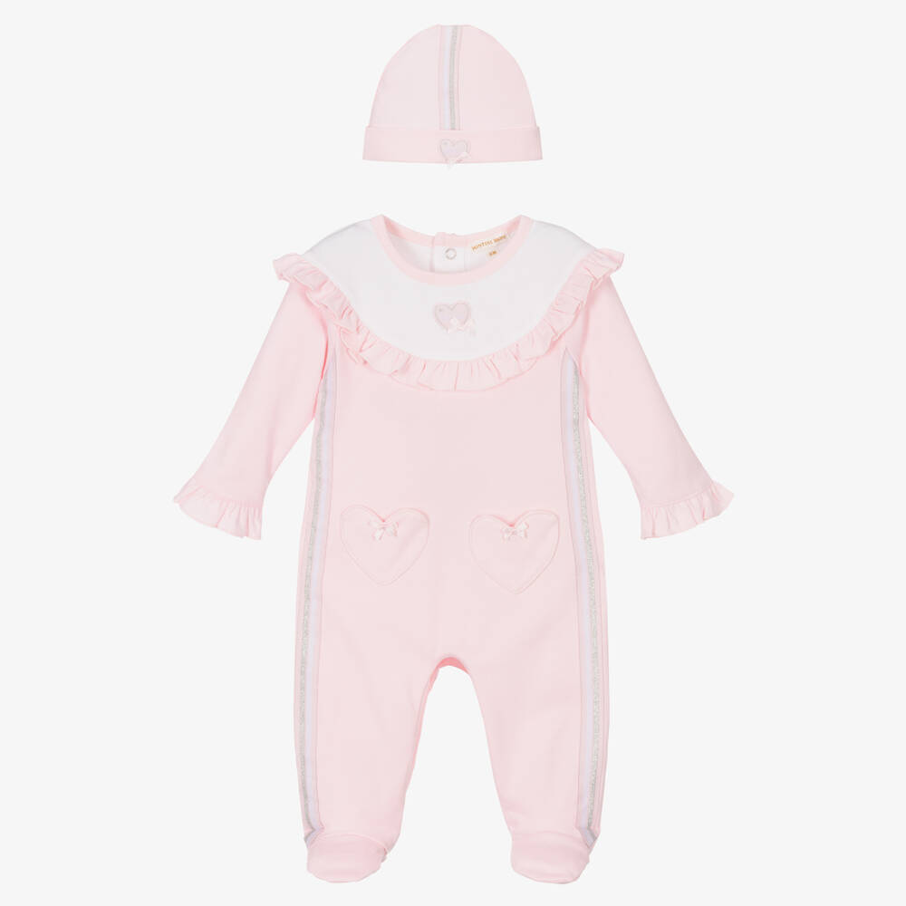 Mintini Baby - Girls Pink Cotton Babysuit Set | Childrensalon