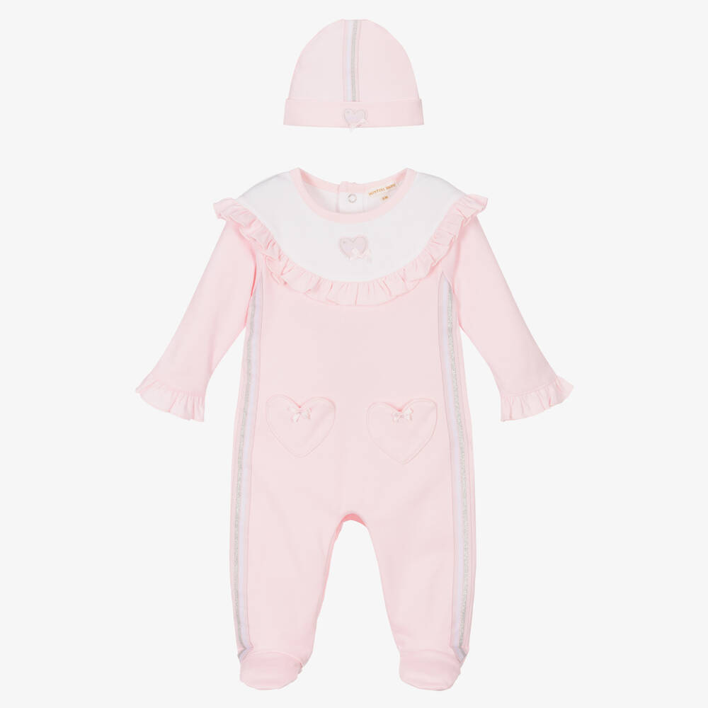 Mintini Baby-Girls Pink Cotton Babysuit Set | Childrensalon Outlet