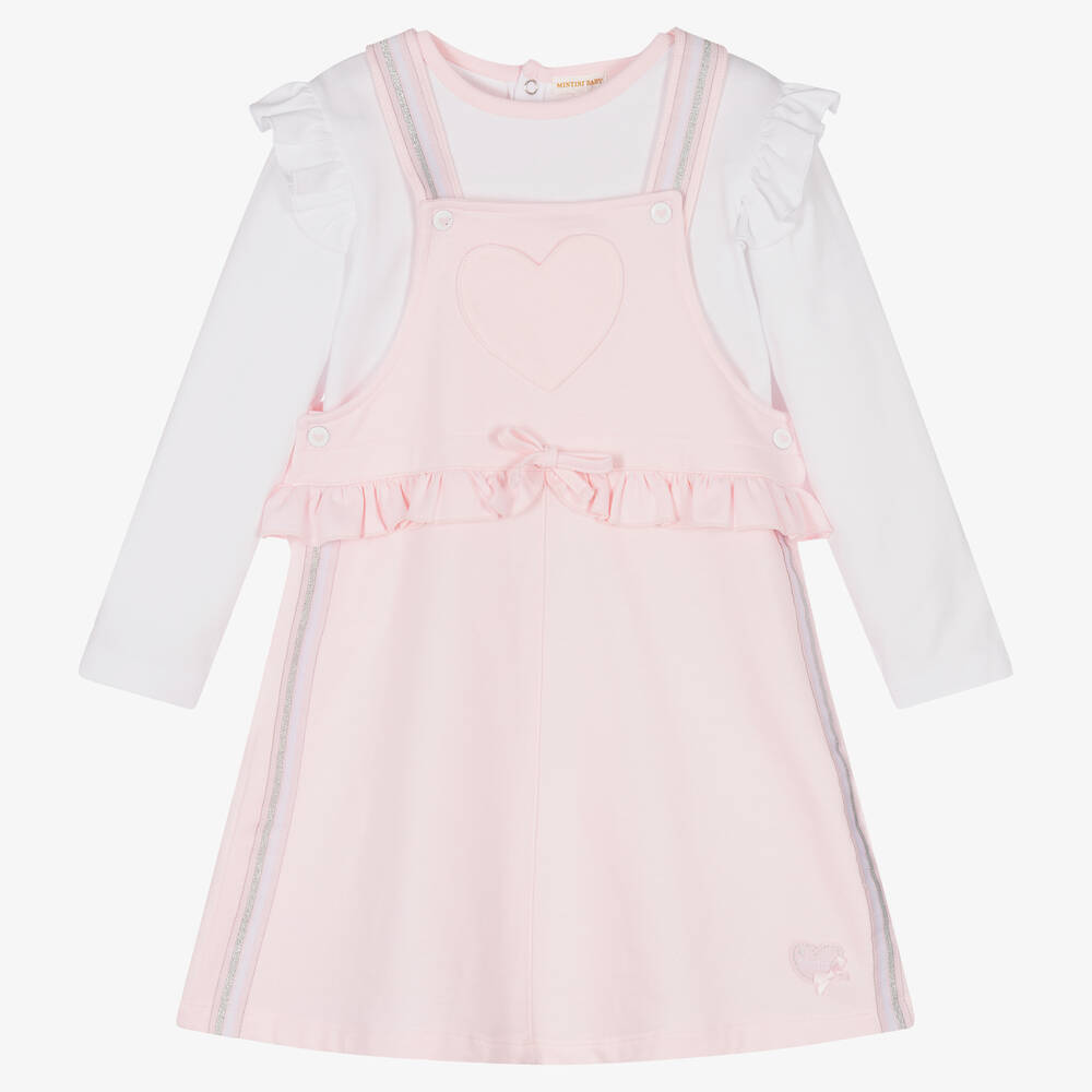 Mintini Baby - Girls Pink Cotton Dress Set | Childrensalon