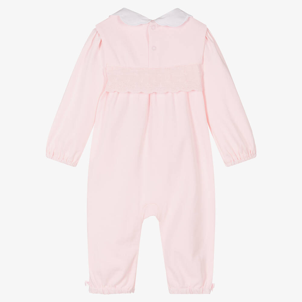 Mintini Baby-Girls Pink Cotton Dungaree Set | Childrensalon Outlet