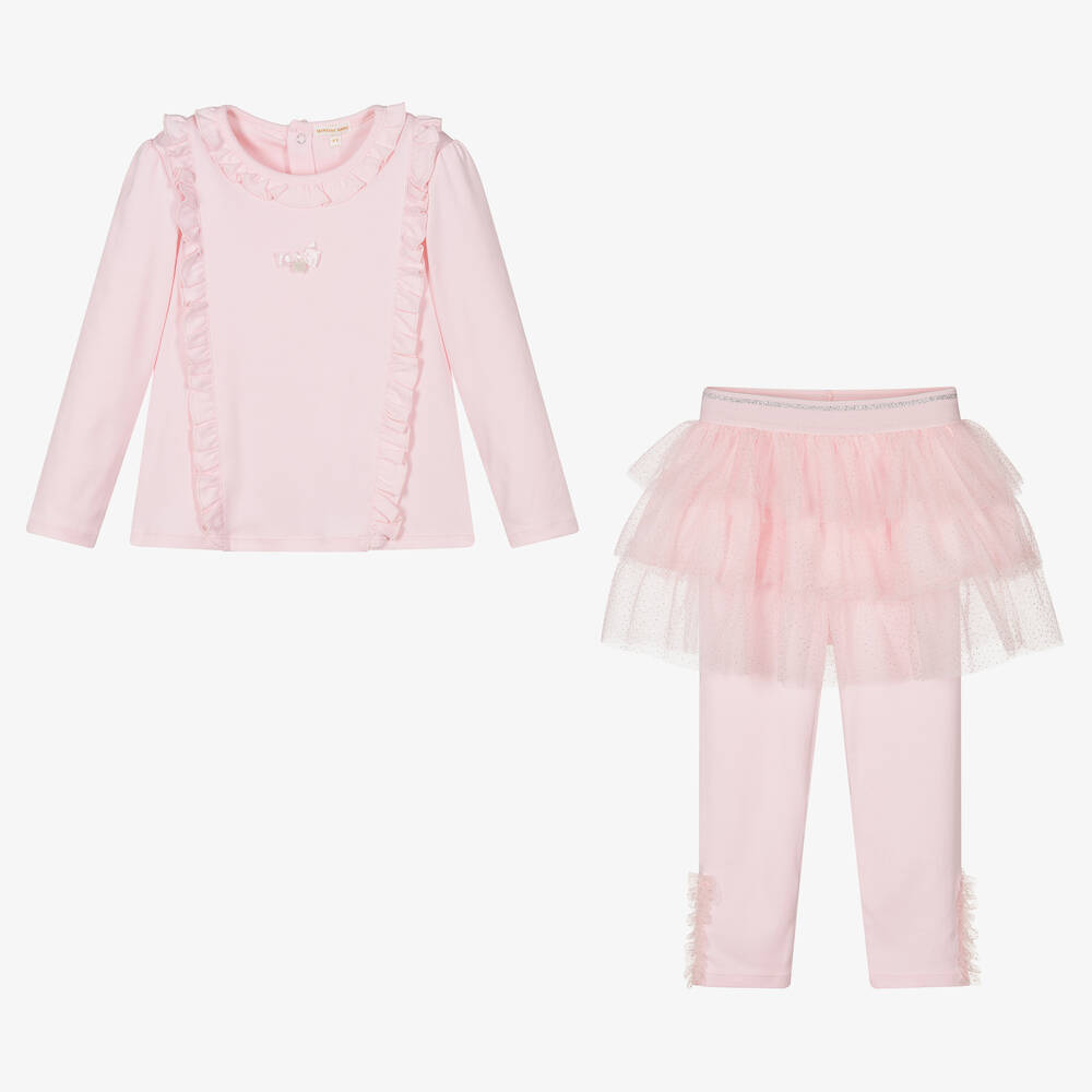 Mintini Baby-Girls Pink Cotton Leggings Set | Childrensalon Outlet