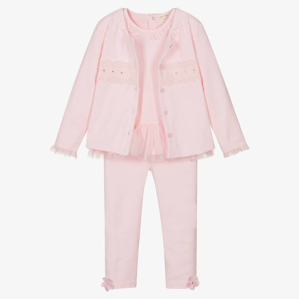 Mintini Baby - Girls Pink Cotton Leggings Set | Childrensalon