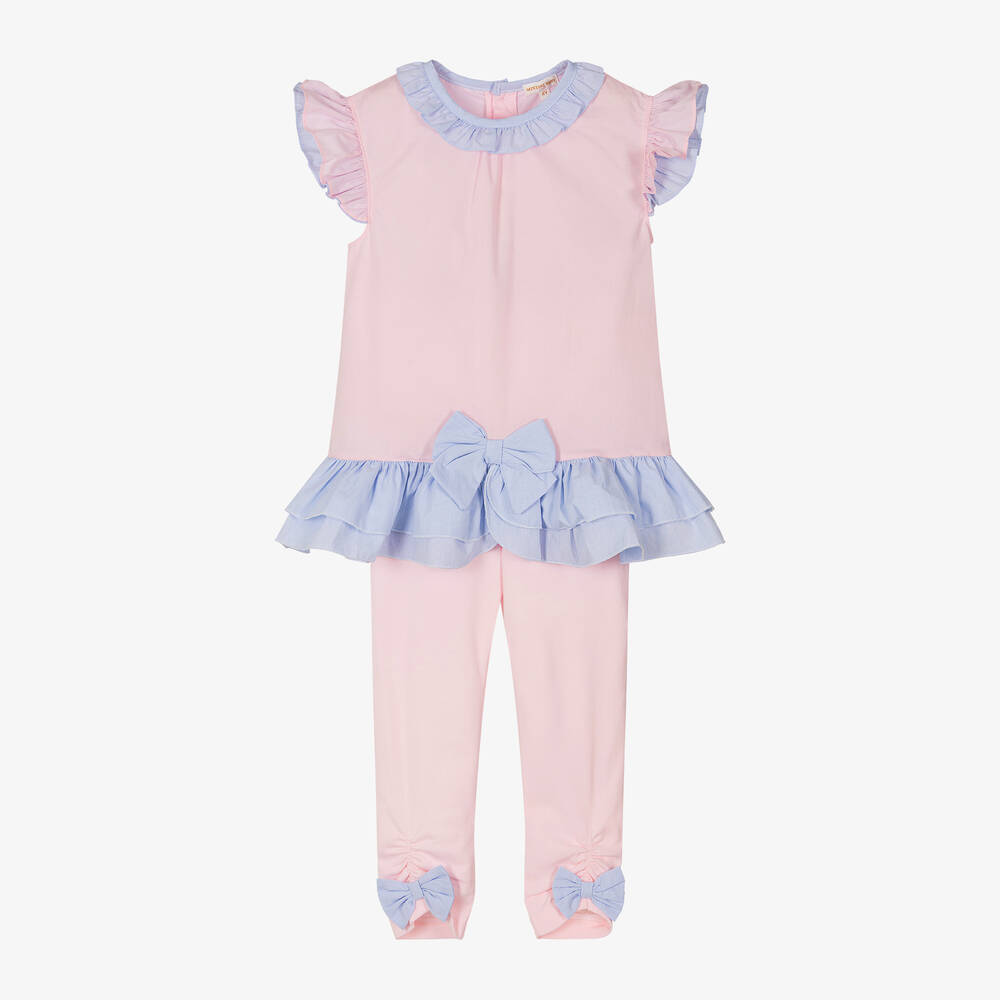 Mintini Baby-Girls Pink Cotton Leggings Set | Childrensalon Outlet