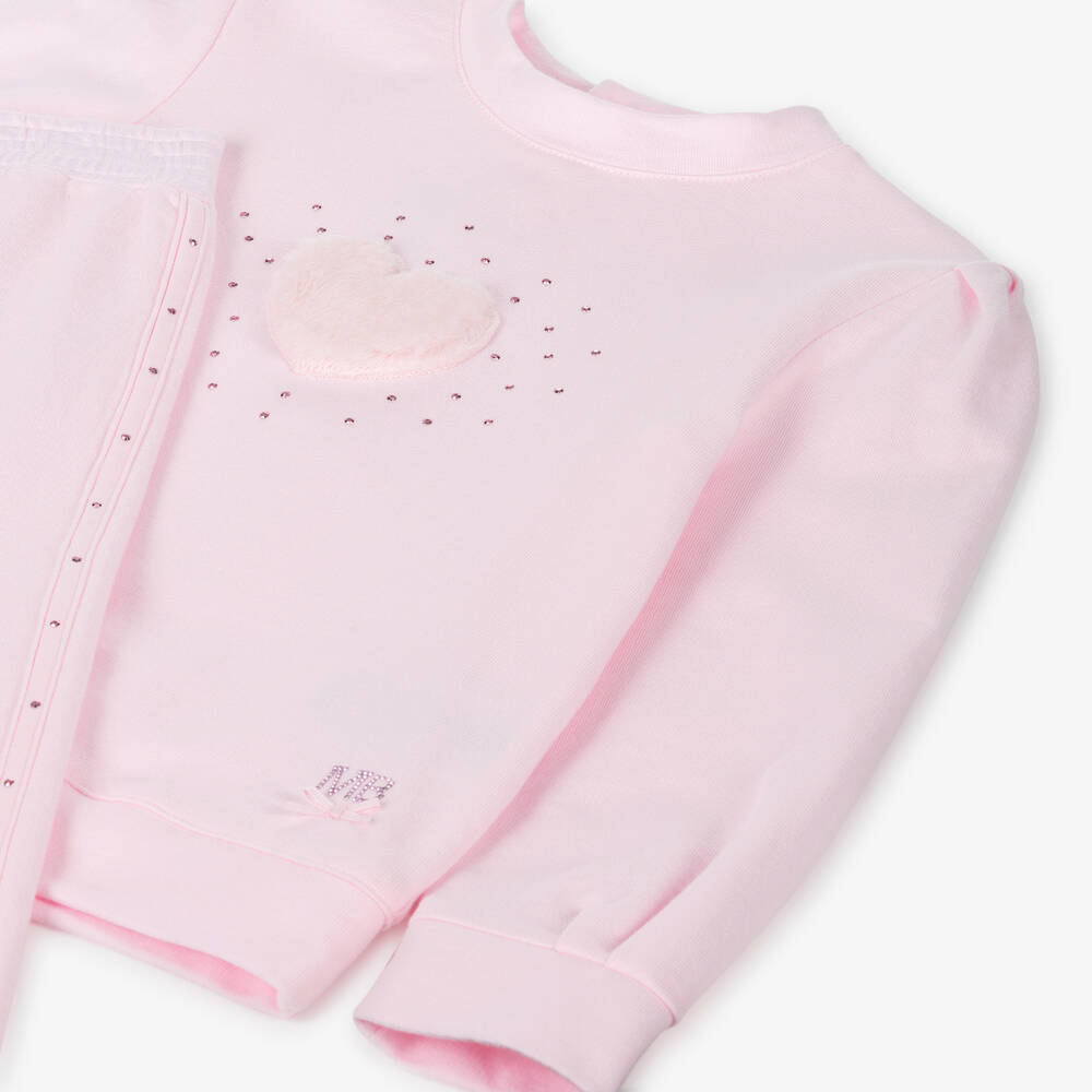 Mintini Baby-Girls Pink Cotton Tracksuit | Childrensalon Outlet