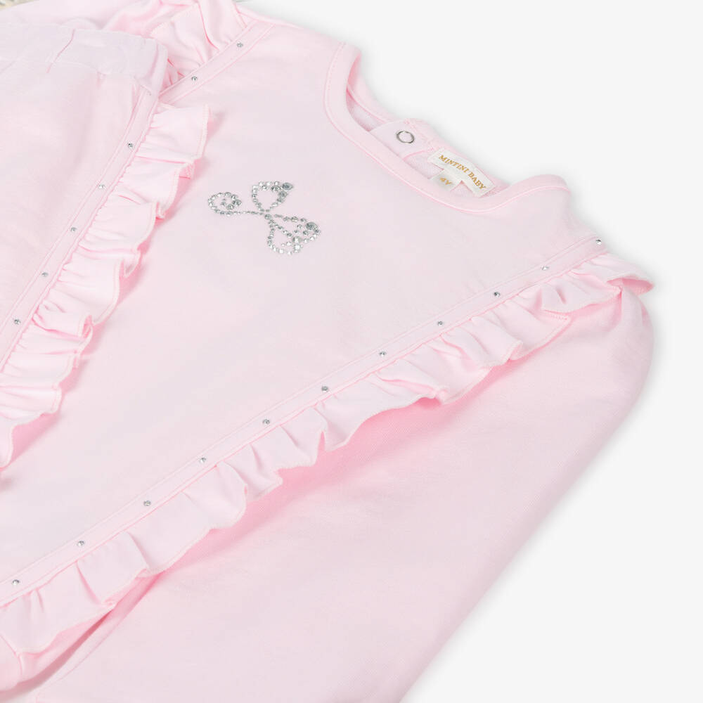 مينتيني بيبي-Girls Pink Cotton Tracksuit | Childrensalon Outlet