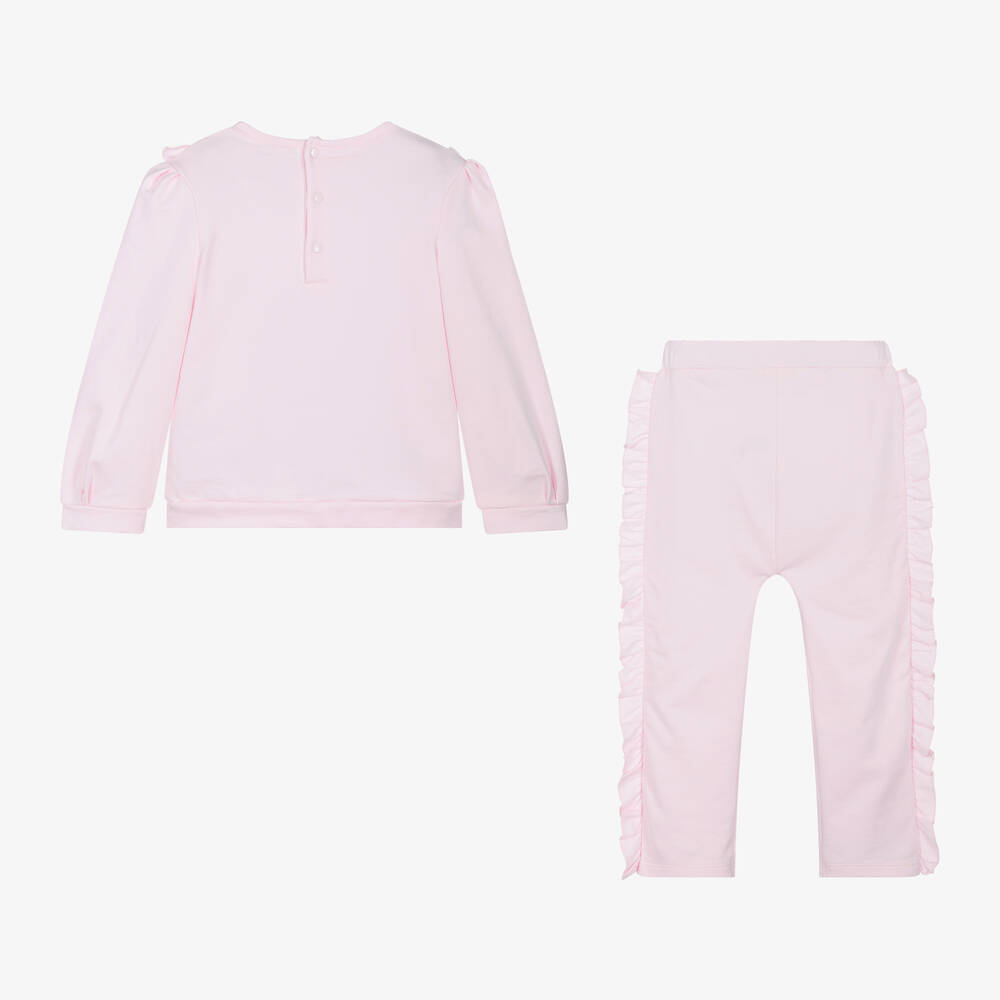 مينتيني بيبي-Girls Pink Cotton Tracksuit | Childrensalon Outlet