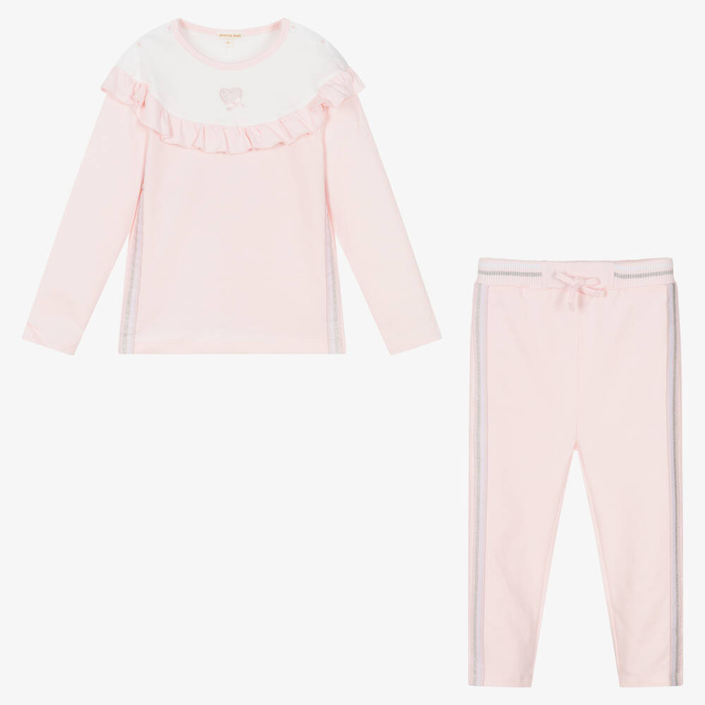 Mintini Baby-Girls Pink Cotton Trouser Set | Childrensalon Outlet