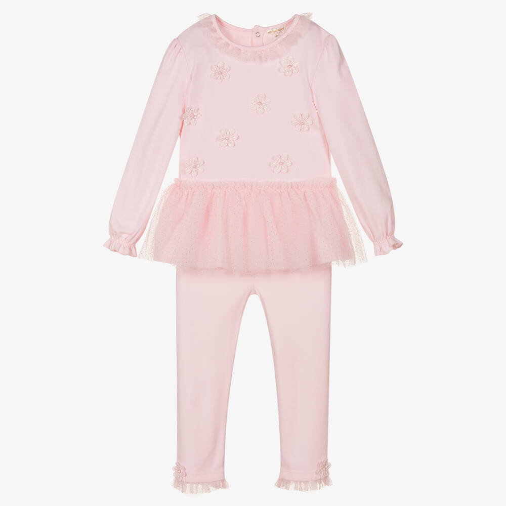 Mintini Baby - Girls Pink Dress & Leggings Set | Childrensalon
