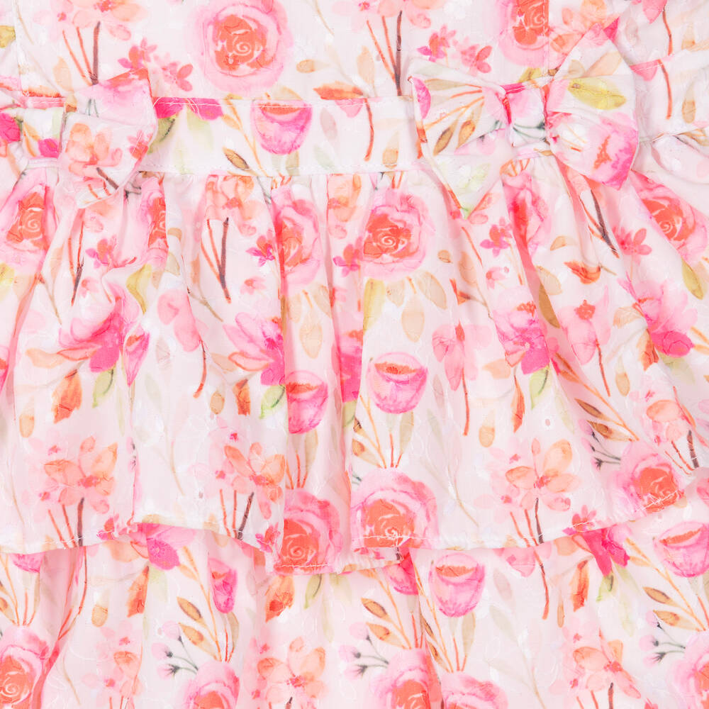 Mintini Baby-Girls Pink Floral Embroidered Cotton Dress | Childrensalon Outlet
