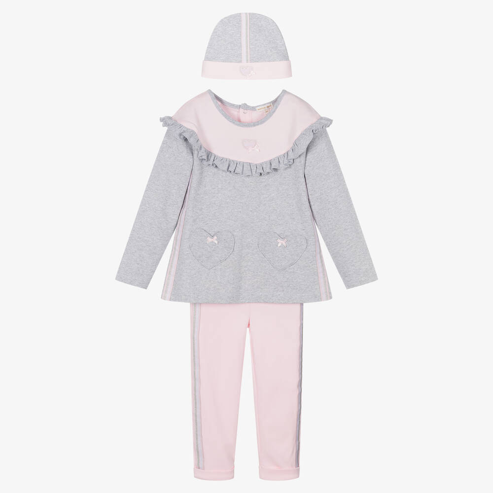 Mintini Baby - Girls Pink & Grey Leggings Set | Childrensalon