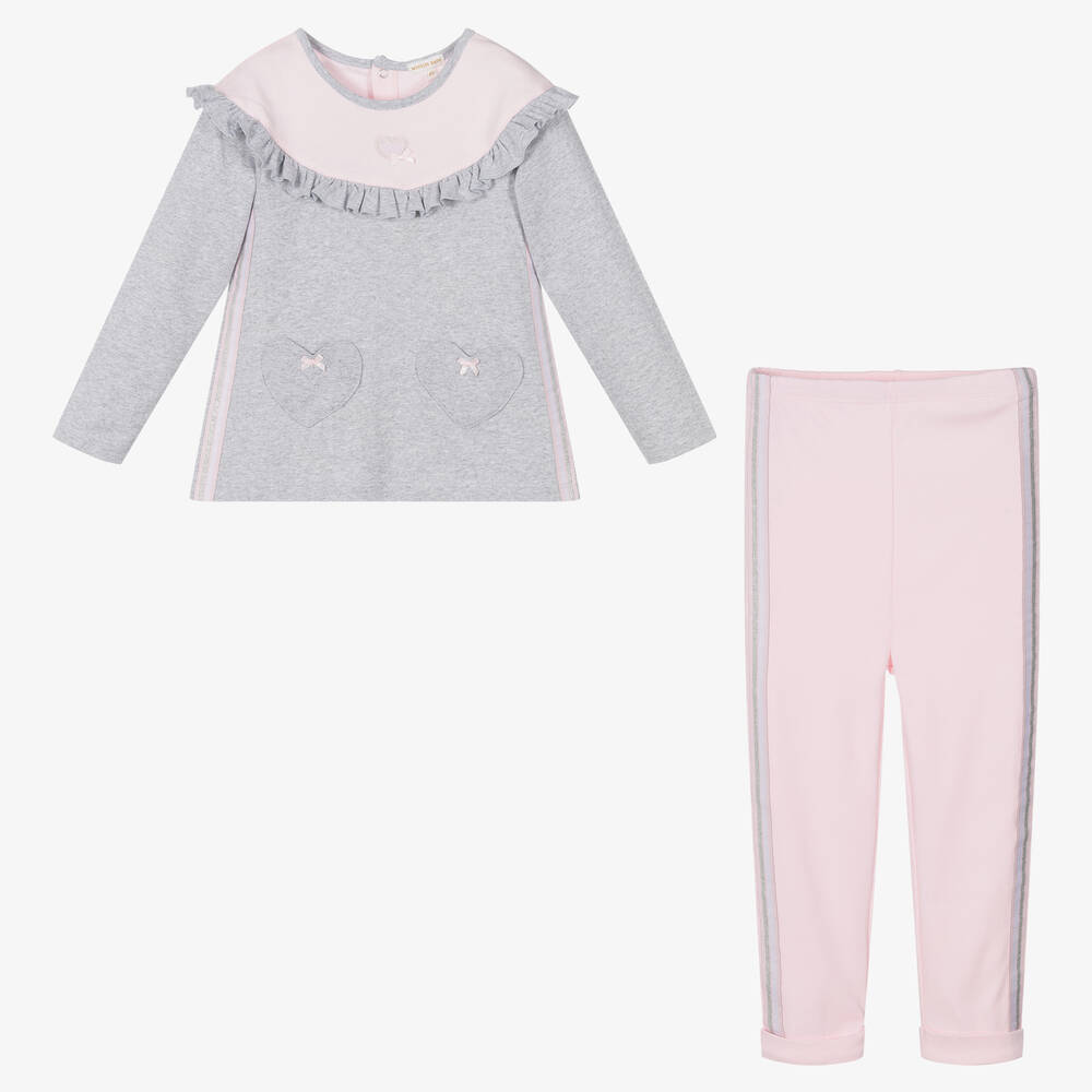 Mintini Baby-Girls Pink & Grey Leggings Set | Childrensalon Outlet