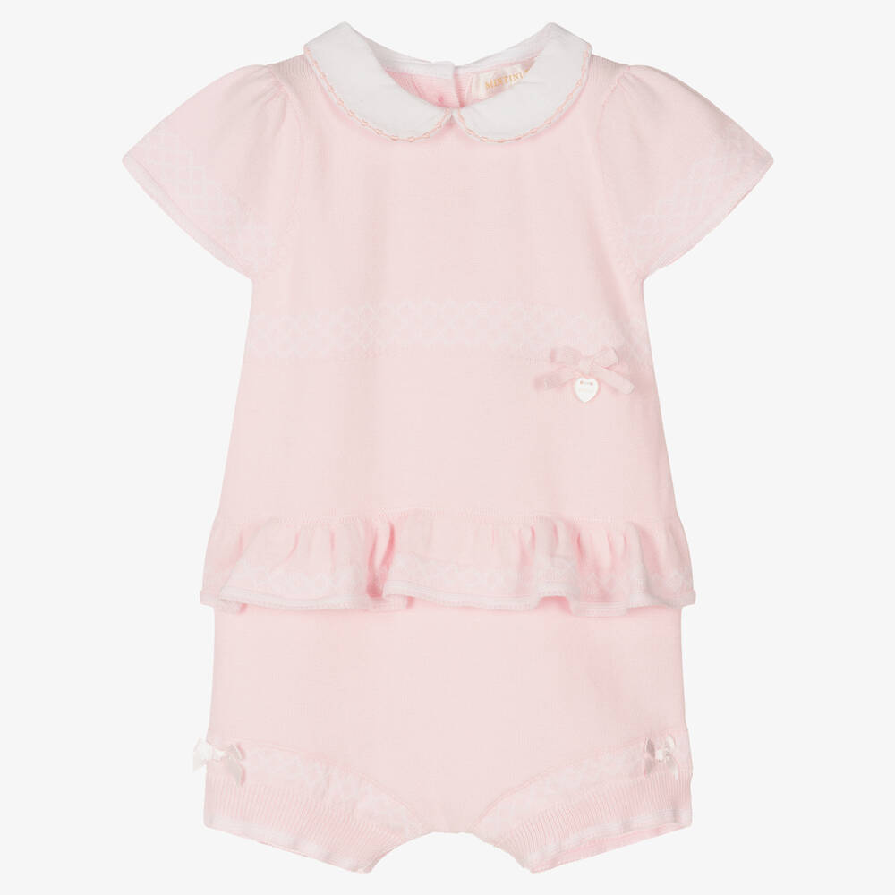 Mintini Baby - Girls Pink Knitted Shortie | Childrensalon