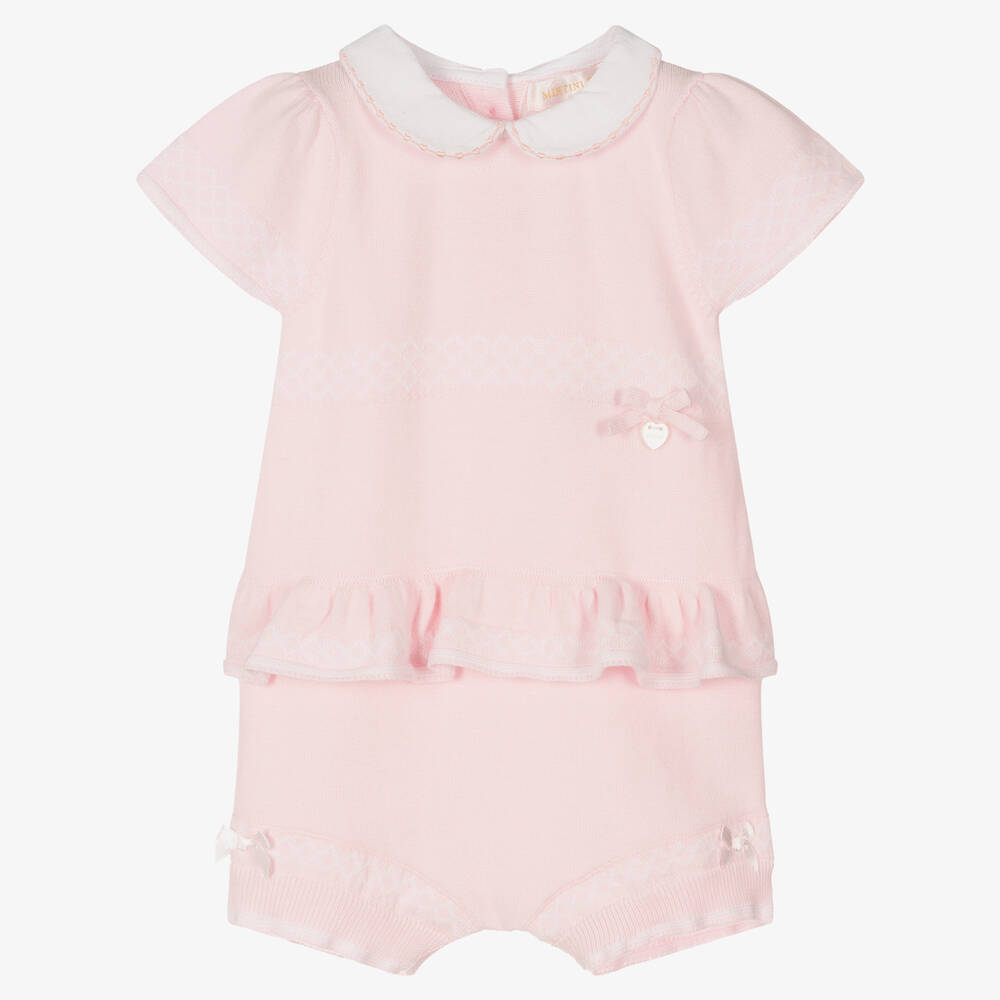 Mintini Baby-Girls Pink Knitted Shortie | Childrensalon Outlet
