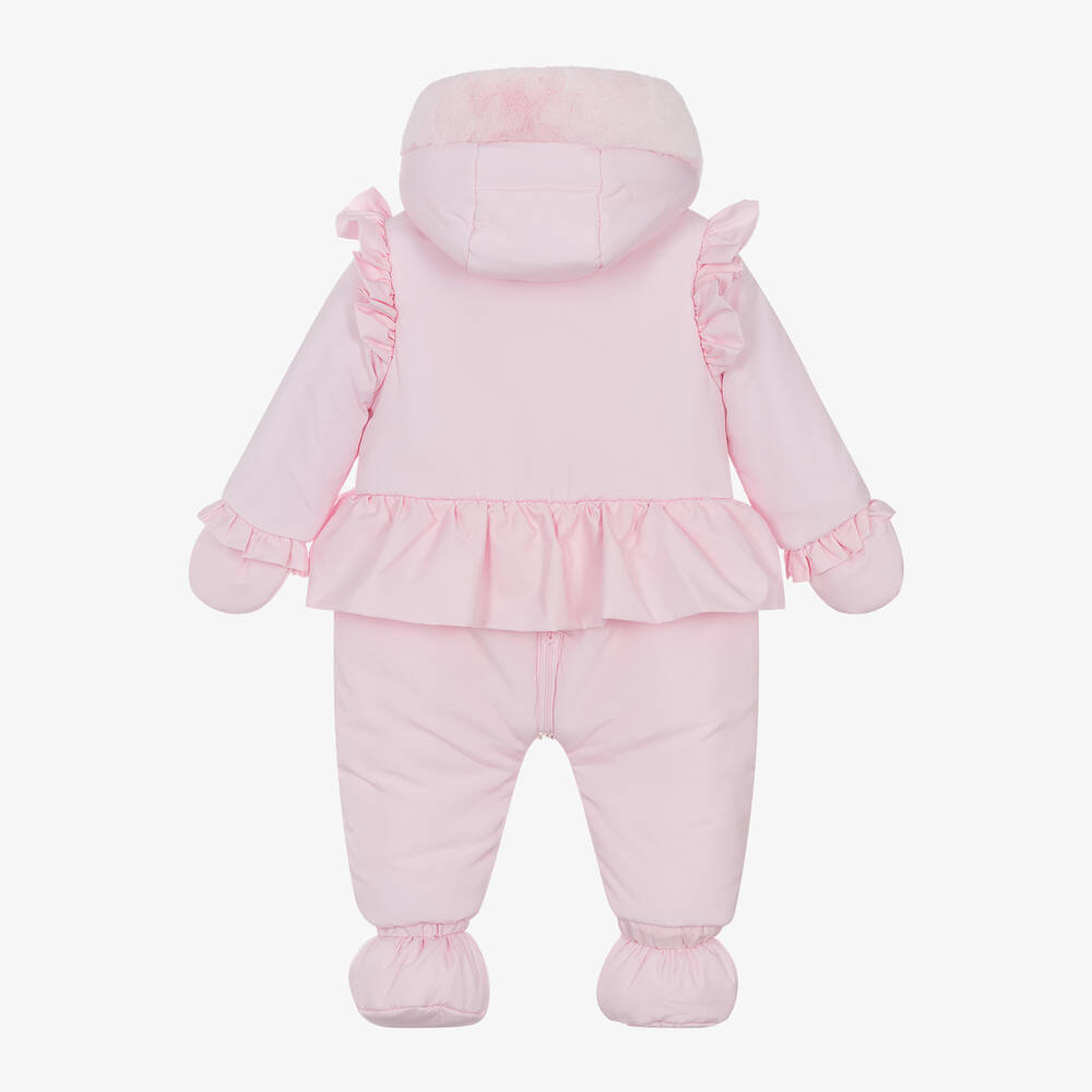 Mintini Baby-Girls Pink Padded Diamanté Snowsuit | Childrensalon Outlet