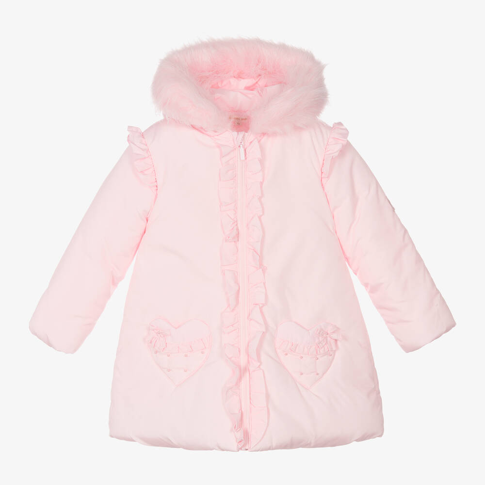 Mintini Baby - Girls Pink Padded Hooded Coat | Childrensalon