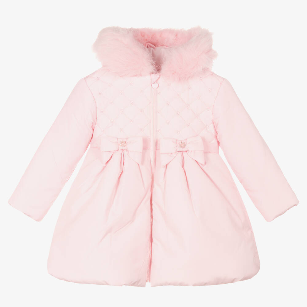 Mintini Baby - Girls Pink Padded Hooded Coat | Childrensalon