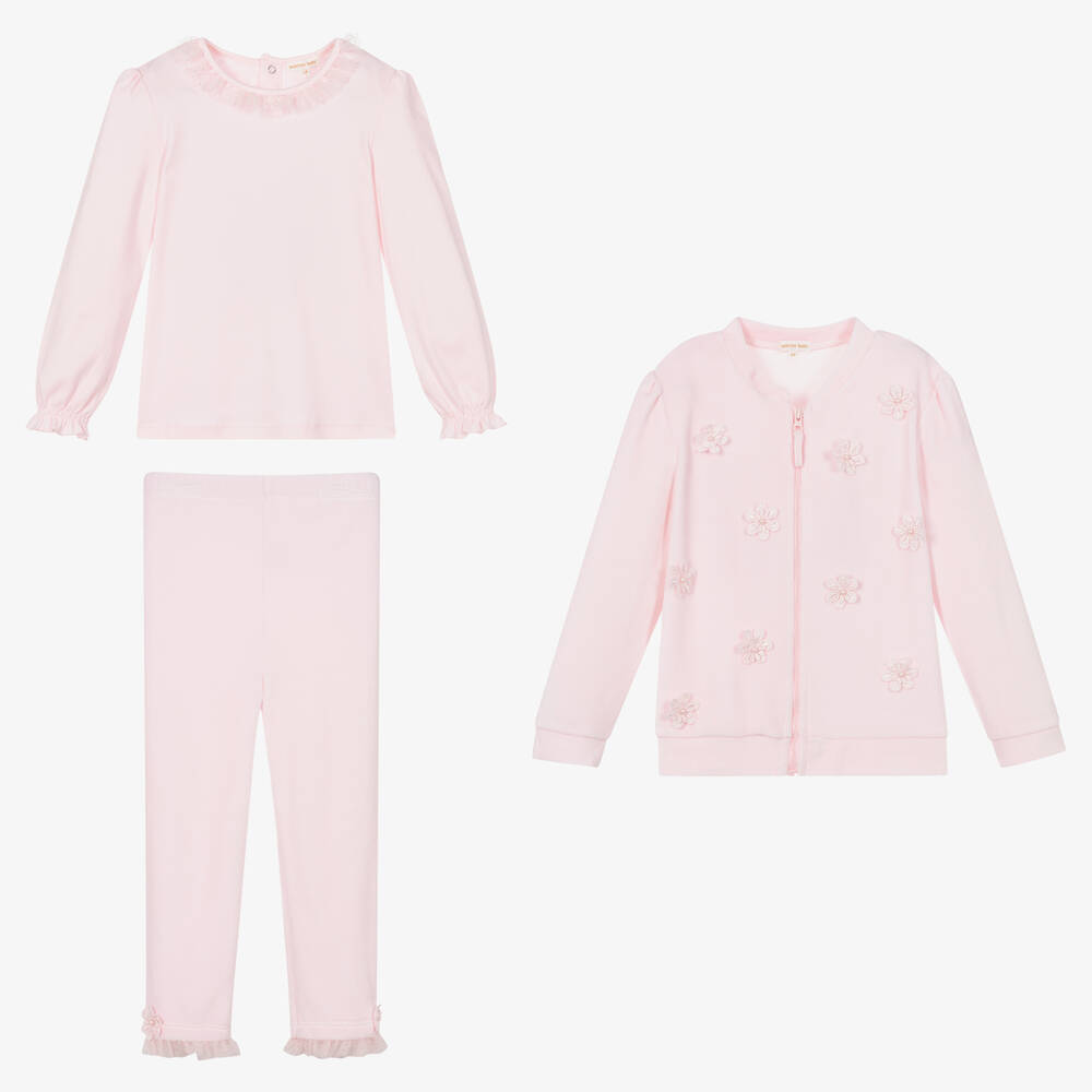 Mintini Baby-Girls Pink Velour Tracksuit Set | Childrensalon Outlet