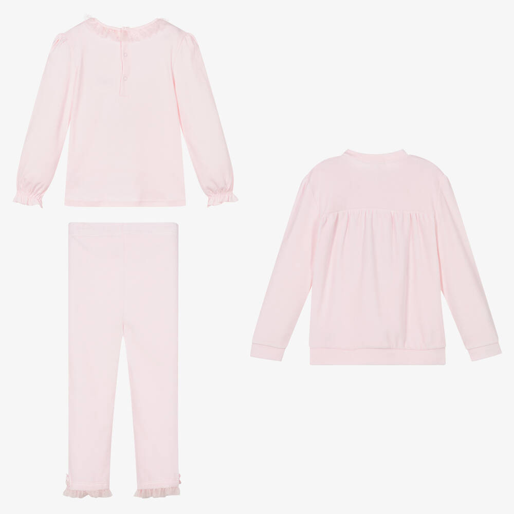 Mintini Baby-Girls Pink Velour Tracksuit Set | Childrensalon Outlet