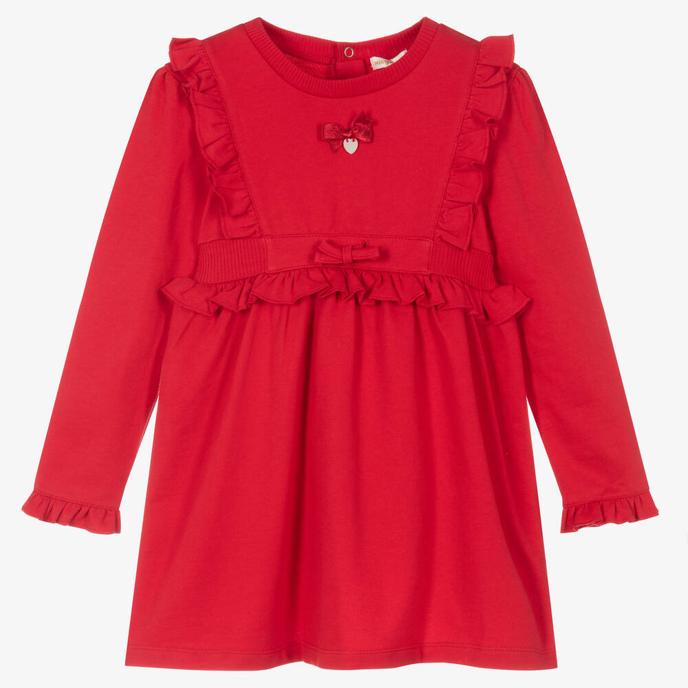 Mintini Baby - Girls Red Cotton Dress | Childrensalon